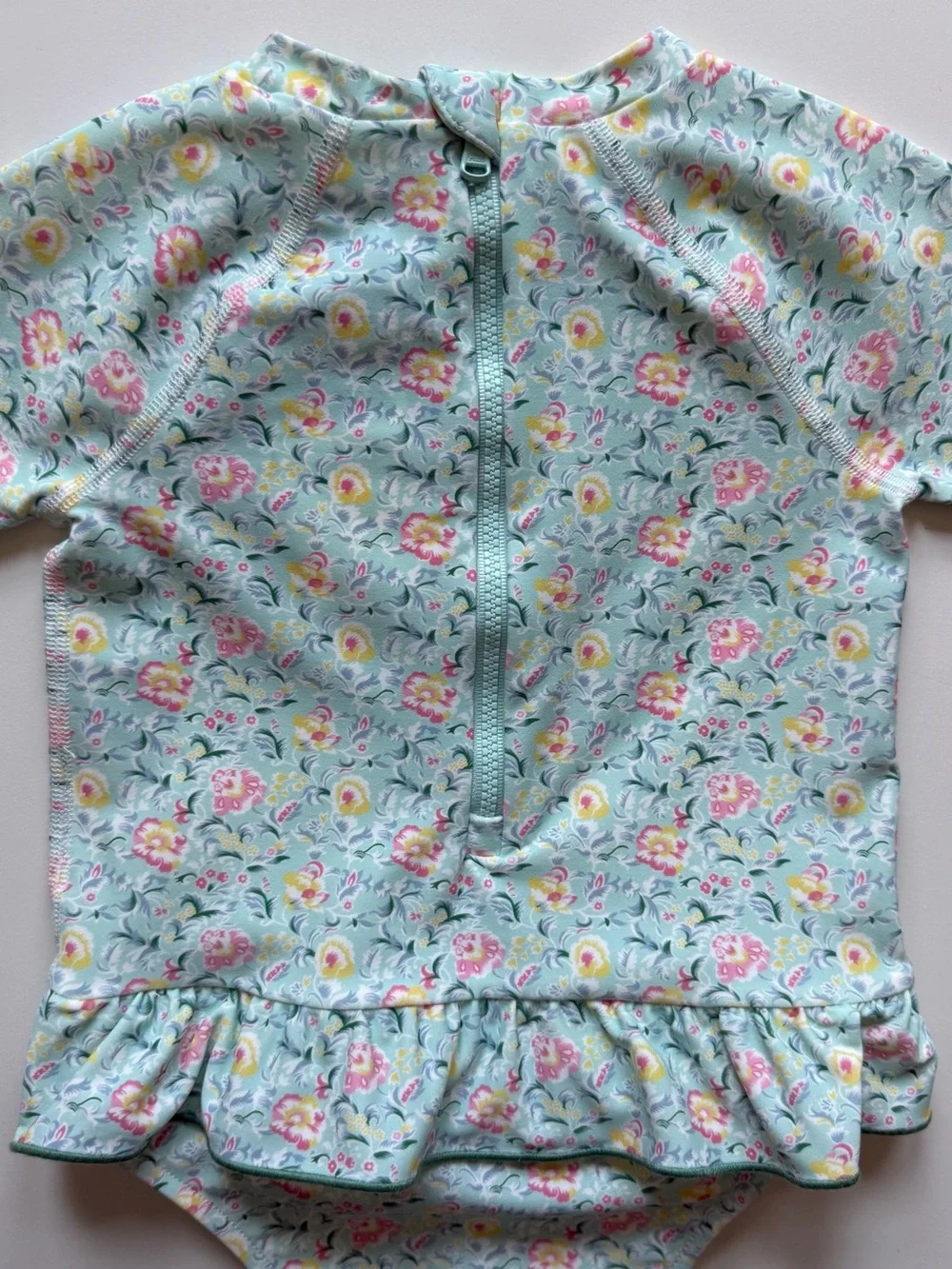 Ralph Lauren Baby Girl Floral Ruffled One-Piece Rashguard Swimsuit - Size 18-24M